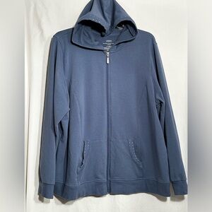 WOMENS 18/20W BLUE LANE BRYANT RHINESTONE ZIP FRONT 2 POCKET HOODIE JACKET LIGH
